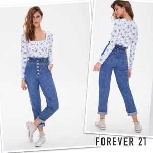 Forever 21 Paperbag Straight-Leg Jeans Size 26